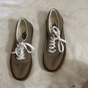 Vans Low-Top Canvas Sneakers in Taupe with White Laces